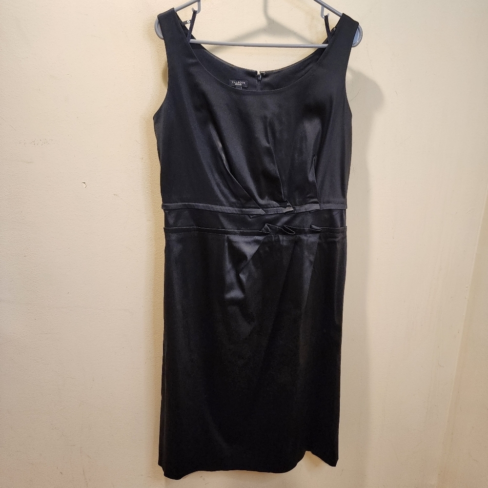 Talbots Elegant Black Sleeveless Satin Formal Dress Size 14